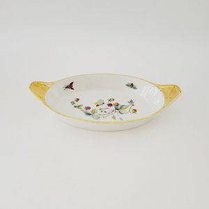 Royal Worcester Strawberry Fair Gold Trim Oval Baking Dish Size 10 Butterflies